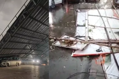 रायपुर में बारिश और तूफान ने मचाई तबाही: शेड गिरा, पंडाल ढहा, तहस-नहस, देखें वीडियो...