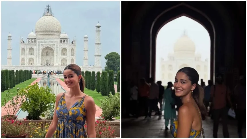 Ananya Pandey ने Taj Mahal की खूबसूरती की तारीफ, pictures में दिखा दिलकश अंदाज़- फैंस बोले “Wow Taj!”