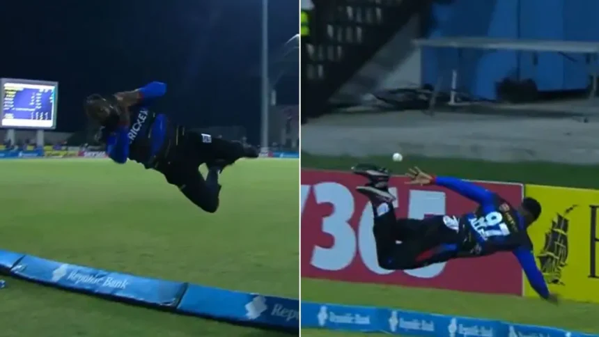 CPL 2025: फेबियन एलन ने दिखाई सुपरमैन फील्डिंग, छक्के के लिए जा रही गेंद को रोका, देखें Viral Video