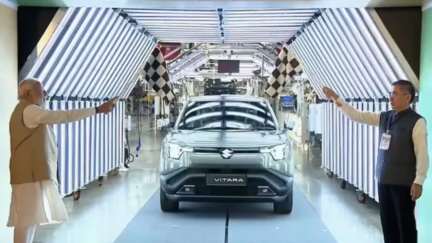 Maruti Suzuki's first electric SUV 'e Vitara' : पीएम मोदी ने मारुति सुजुकी की पहली इलेक्ट्रिक SUV ‘e-VITARA’ को किया फ्लैग-ऑफ, गुजरात बना EV मैन्युफैक्चरिंग हब