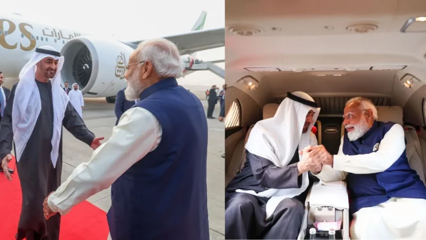 PM Modi UAE President Welcome: एयरपोर्ट पर पीएम मोदी ने UAE राष्ट्रपति का किया स्वागत; 2 घंटे की मुलाकात में छुपा है बड़ा एजेंडा