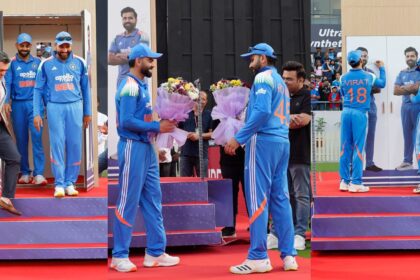 Vadodara के BCA स्टेडियम में Rohit और Virat को अनोखे अंदाज में किया गया सम्मान, अलमारी से बाहर निकलकर फैंस को किया हैरान - VIDEO