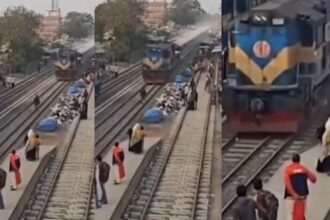 Viral News : रेलवे पटरी पार करते समय तेज रफ्तार ट्रेन से टकराया शख्स, हादसे का Video Viral