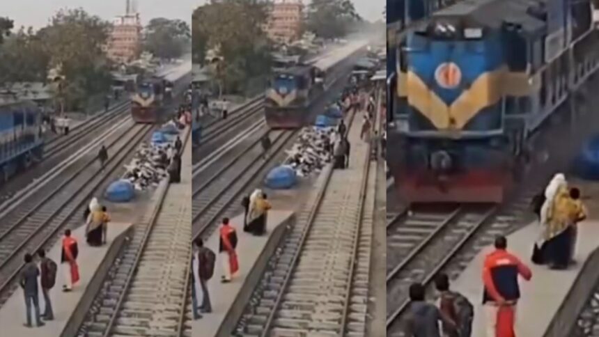 Viral News : रेलवे पटरी पार करते समय तेज रफ्तार ट्रेन से टकराया शख्स, हादसे का Video Viral