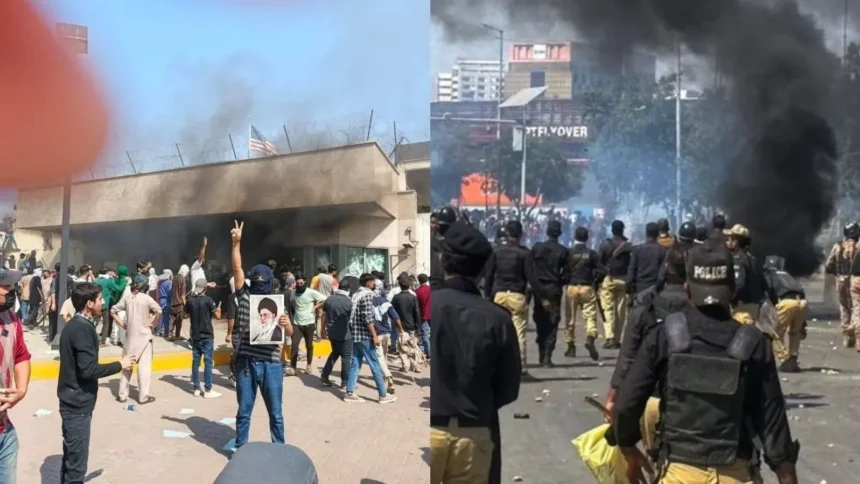 US Embassy in Karachi: ईरानी सुप्रीम लीडर खामेनेई की मौत के बाद कराची में US दूतावास में घुसे पाकिस्तानी प्रदर्शनकारी, फायरिंग में 10 लोगों की मौत