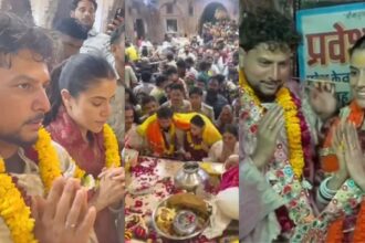 पत्नी Vanshika संग Banke Bihari Mandir पहुंचे Kuldeep यादव, विधि-विधान से की पूजा-अर्चना