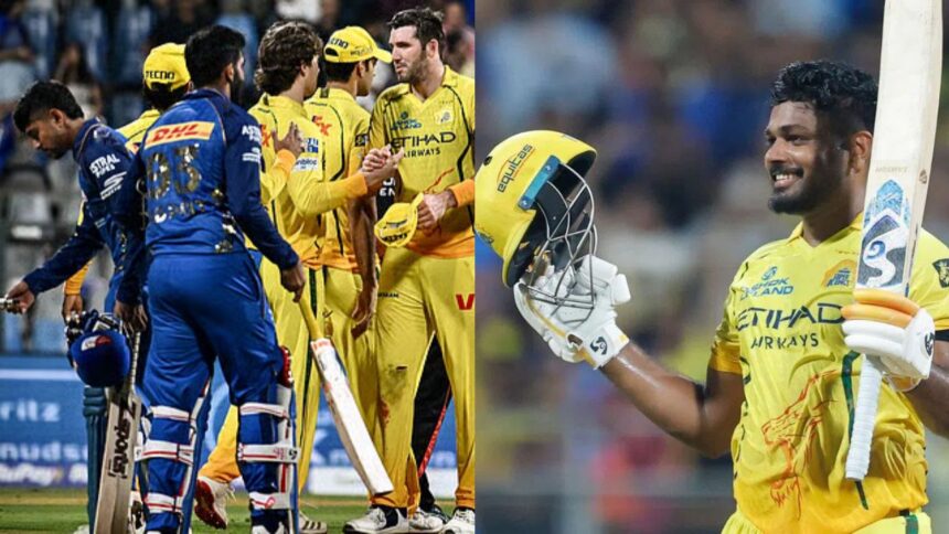 IPL 2026 : वानखेड़े में CSK का इतिहास, Sanju Samson का नाबाद शतक और Akeal Hossain के 4 विकेट से MI को 103 रन से रौंदा