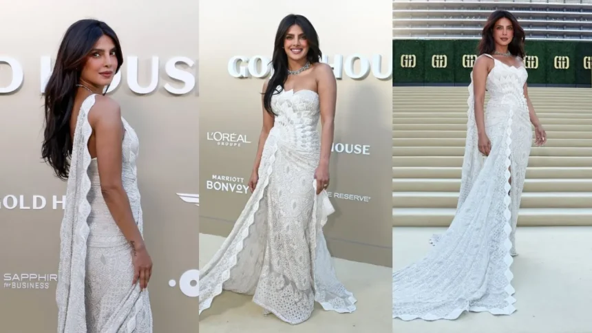 Gold Gala 2026 : 20 साल पुरानी चिकनकारी साड़ी से बनी ड्रेस में छाईं Priyanka Chopra, Global Award से हुई सम्मानित