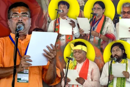 West Bengal New CM Suvendu Adhikari : पश्चिम बंगाल में नई सरकार : BJP के पहले मुख्यमंत्री बने सुवेंदु अध‍िकारी, 5 मंत्रियों ने ली शपथ
