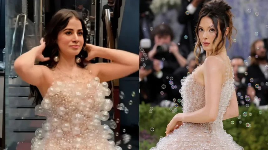 Urfi Javed ने रीक्रिएट की Met Gala 2026 की Viral Bubble Dress, BTS Video ने Social Media मचाई धूम