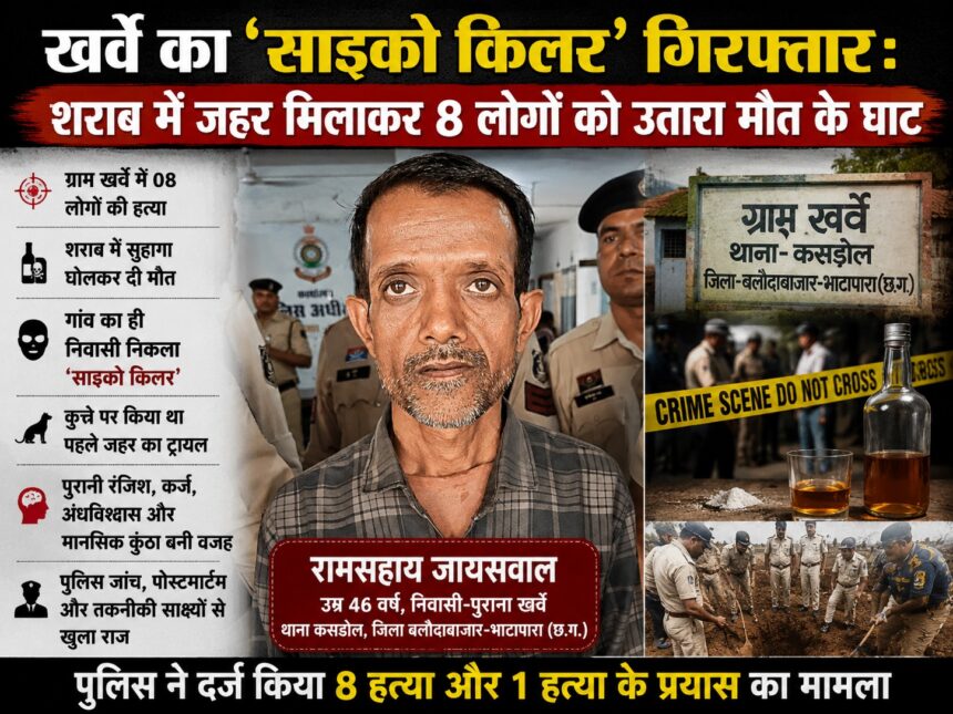 CG Crime : खर्वे का ‘साइको किलर’ गिरफ्तार : शराब में जहर मिलाकर 8 लोगों को उतारा मौत के घाट, ऐसे हुआ खुलासा